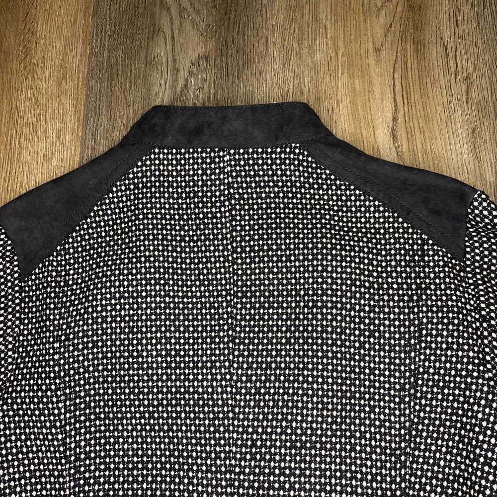 Lucky Brand Jacket Women's Medium Black Swiss Dot Wool Moto Edgy Lightweight NWT - Picture 9 of 16